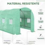 Estufa Tipo Túnel 400x200x200cm Estufa de Túnel com Portas Enroláveis e 6 Janelas Cobertura de PE 140 g/m² Estrutura de Metal para Cultivo de Plantas Verduras Verde