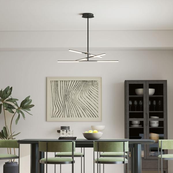 Candeeiro Suspenso Moderno Candeeiro de Teto LED com Ângulo de Luz Ajustável Pantalla de Acrílico Ø100x79 cm Preto
