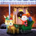 Decoração Insuflável de Natal Pai Natal com Trenó 2 Renas e Luzes LED 210x70x125 cm Multicor