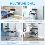 Cadeira Sanita para Pessoas Maiores Dobrável com Altura Ajustável Cubo e Almofadas Antiderrapantes 52,5x46x81,5 - 97 cm Preto