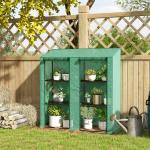 Estufa de Jardim de 3 Níveis Estufa de Terraço com Prateleiras para Cultivo de Plantas em Pátio 143x46x141/151 cm Verde