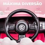 Carro Elétrico para Crianças Carro Elétrico Infantil Volkswagen Beetle com Bateria 12V Faróis Buzina e Música 97x56,5x46 cm Rosa