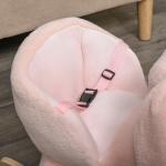 Baloiço Infantil com Forma de Coelho de Pelúcia Baloiço para Bebés 18 - 36 Meses com Som Cinto de Segurança Guidão e Apoio para os Pés 60x33x50cm Rosa
