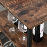 Conjunto de mesa de bar e 2 bancos com apoio para os pés e prateleiras de 3 níveis 109x60x100 cm marrom rústico
