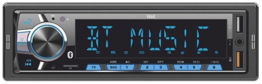 Auto Rádio 4x 45W c/ Bluetooth / USB / MicroSD - WELL
