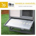 Casa para Coelhos de Madeira Coelheira para Exterior com Bandeja Removível 147x54x84cm Cinza