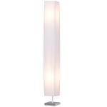 Candeeiro de Pé com 2 Casquilhos E27, Ecrã em Tecido, Interruptor de Pedal e Base em Aço Inoxidável, Branco