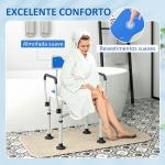 Assento de Duche para Pessoas Idosas com Assento Ranhurado Altura Ajustável Banco de Duche 53x41,5x91,5 cm Azul