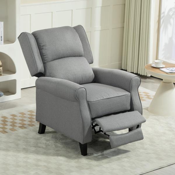 HOMOM Poltrona Reclinável Poltrona Relax com Reclinação Manual até 160° e Apoio para os Pés Retráteis 77x88x102 cm Cinza