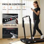 Passadeira Dobrável Elétrica 2.5HP com Secretária Destacável e Guiador Ajustável em Altura 1 - 12 km/h Ecrã LED 125x70x102 - 111 cm Preto