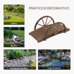 Ponte de Madeira para Jardim Ponte Decorativa com Corrimão em Forma de Meia Roda 100x50x37 cm Marrom