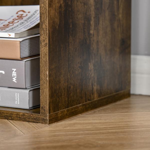 Estante de 3 Níveis Prateleira para Livros com 6 Cubos de Arrumação para Escritório 65,5x30x97,5 cm Castanho Rústico