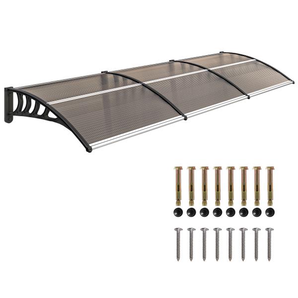 Marquesa Exterior para Portas e Janelas 303x96x27 cm com Barra de Liga de Alumínio PP Policarbonato Castanho