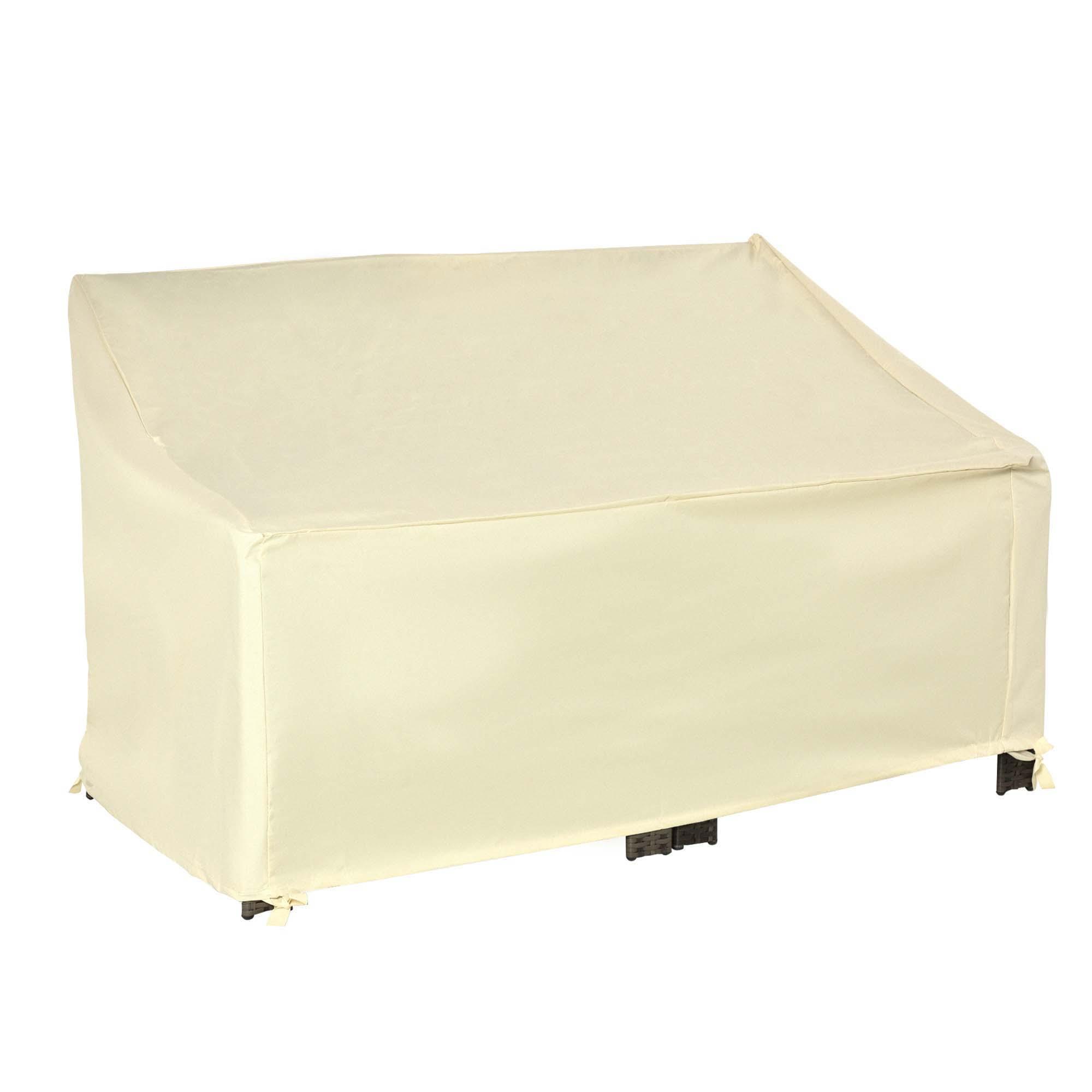 Capa Protetora para Banco 2 Lugares Capa Protetora de Móveis Impermeável Exterior Jardim Proteção contra Chuva e Sol 140x84x56/94cm Creme