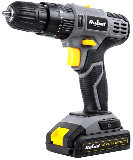Aparafusadora/Berbequim/Martelo Recarregável s/ Fios com Iluminação LED (até 1300 RPM) - REBEL
