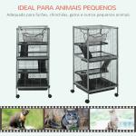 Gaiola para Roedores 52x52x113,5cm Gaiola para Furões com Rodas 2 Portas 3 Rampas Rede Suspensa e Bandeja Removível para Cobias Hamsters Cinza Prata