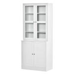 Vitrine para Sala de Estar Estante de Livros com 4 Portas e Prateleiras Superiores com Altura Ajustável Estilo Moderno Multiúso para Cozinha Escritório Dormitório 76x40x178,5 Branco