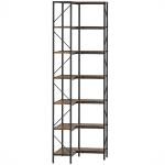 Estante de Canto com 7 Níveis, Estilo Industrial, para Quarto, Sala ou Escritório, 60x60x198 cm, Castanho Rústico