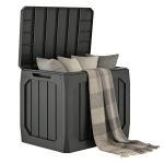 Baú de Armazenamento Exterior em Plástico com Capacidade de 121L 2 Alças e Tampa Impermeável 56x45x53 cm Preto