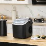 Máquina de Fazer Gelo Silenciosa 12 kg em 24 Horas 9 Cubos em 6 - 12 Minutos Depósito de Água 1,3 L 22,2x29,4x29 cm Preto