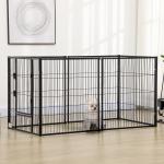 Parque para Cães de 6 Painéis com Largura Ajustável e Estrutura de Aço 82,5 - 150x79x81 cm Preto