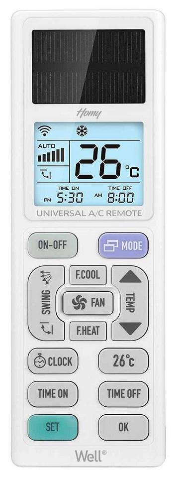 Comando Universal Ar Condicionado c/ Painel Solar Homy - WELL
