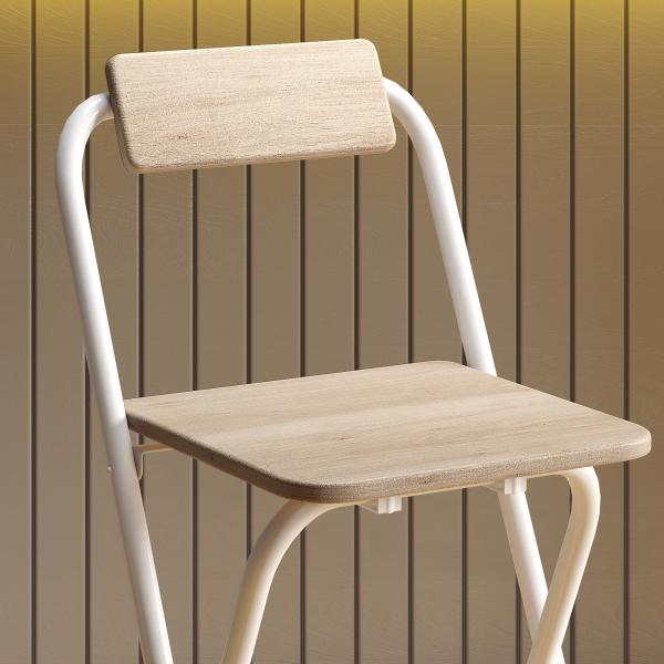 Conjunto de 2 Bancos de Bar Dobráveis Bancos Altos de Cozinha com Encosto Apoio para os Pés 37x45x87 cm Madeira