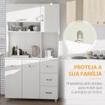 Armário de Arrumação Alto com 4 Portas Prateleiras Ajustáveis para Sala de Estar 100x39,5x183,5 cm Branco