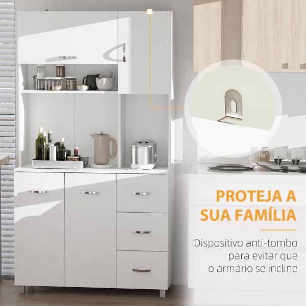 Armário de Arrumação Alto com 4 Portas Prateleiras Ajustáveis para Sala de Estar 100x39,5x183,5 cm Branco