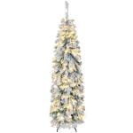Árvore de Natal Estreita 180 cm Árvore de Natal Nevada com Luzes LED Temporizador 11 Modos de Iluminação Verde