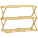 Sapateira Estreita de Bambu Dobrável de 3 Níveis para Entrada Corredor Quarto 60x29x45,5 cm Madeira