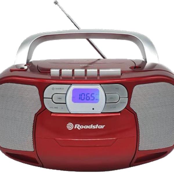 Radio FM c/ Leitor CD Portátil (Vermelho) - ROADSTAR