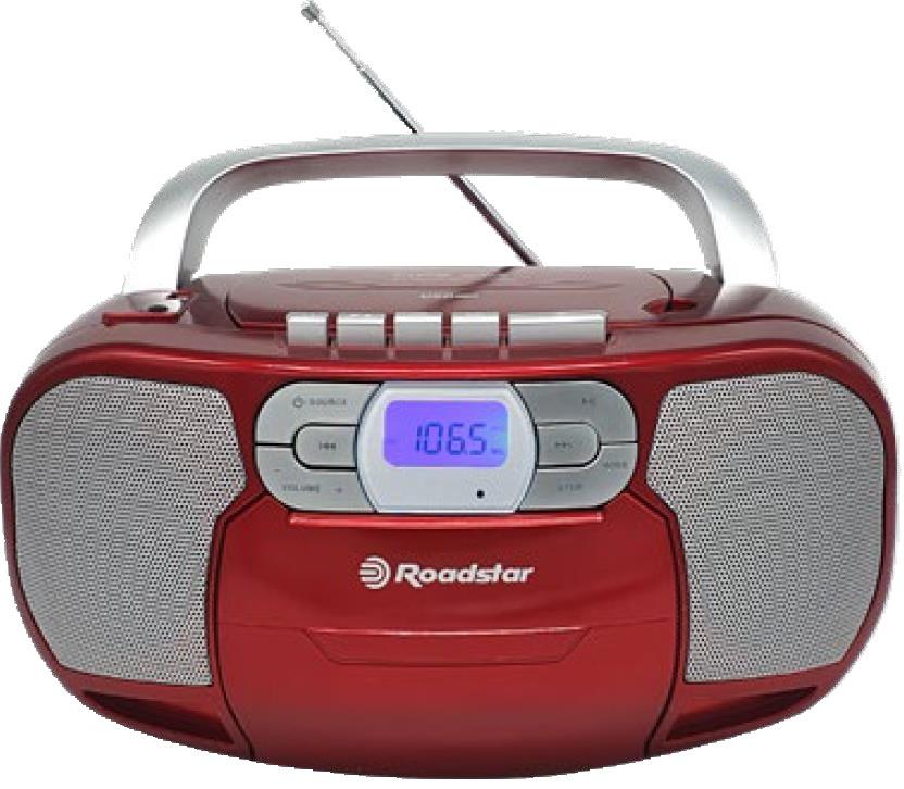 Radio FM c/ Leitor CD Portátil (Vermelho) - ROADSTAR