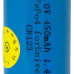 Pilha Recarregável LiFePO4 CR123 3V 500mAh