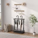 Suporte para Guarda - Chuva Moderno Retangular com 24 Ganchos 21 Espaços e Bandeja Recolhedora de Gotas 50x24x68 cm Preto
