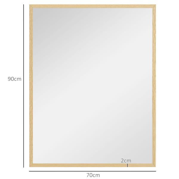Espelho de Casa de Banho 70x90 cm Espelho de Parede Decorativo para Sala Entrada Corredor Horizontal ou Vertical Madeira