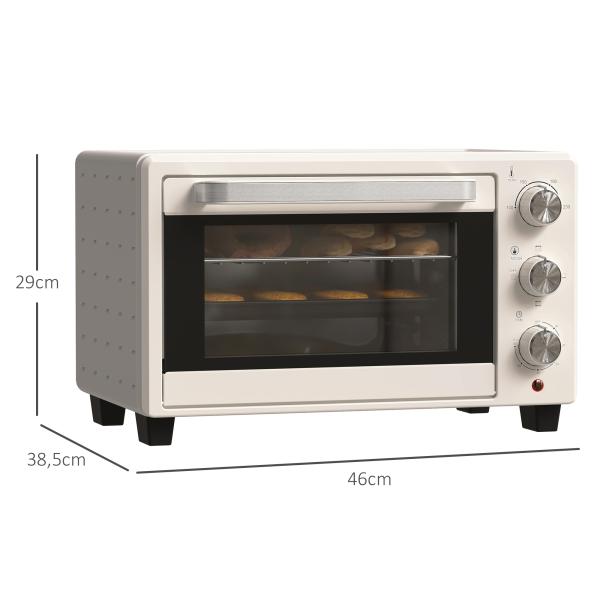 Mini Forno Elétrico 21L 1400W com Temporizador até 60min e Temperatura Ajustável até 230℃ 46x38,5x29 cm Creme e Prata