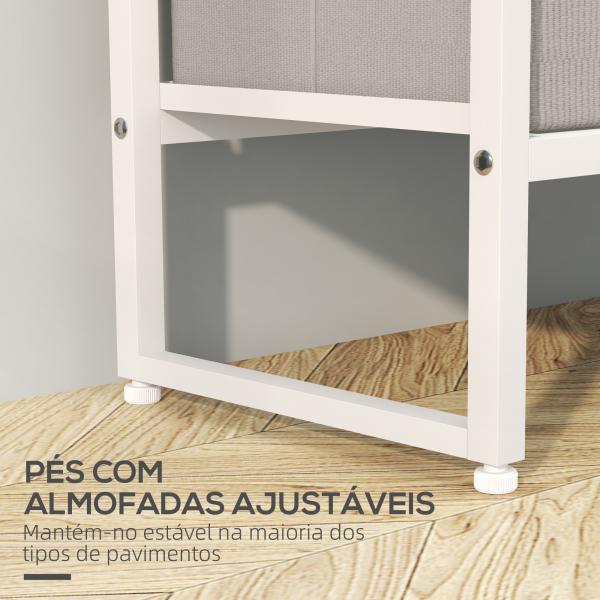 Suporte para Cabides com 3 Gavetas de Tecido Barra para Pendurar e Prateleira para Entrada Quarto 58,5x30x178 cm Natural