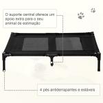 Cama Elevada para Cães Cama de Animais de Estimação com Malha Transpirável e Tecido Oxford para Exterior 92x76x18 cm Preto