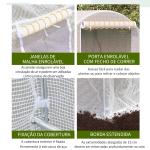 Estufa Tipo Túnel 400x200x200cm Estufa de Jardim com Portas Enroláveis e 6 Janelas Cobertura de PE 140 g/m² Estrutura de Metal para Cultivo de Plantas Verduras Branco