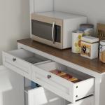 Armário de Cozinha com 3 Portas de Vidro Compartimento Aberto 2 Gavetas e Prateleiras Ajustáveis 100x40x180 cm Branco