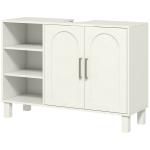 Móvel para Lavatório Suspenso Móvel para Casa de Banho Moderno com 2 Portas e Prateleiras Ajustáveis 90x30x63 cm Creme