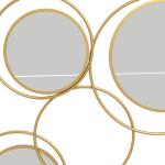 Espelho Decorativo de Parede em Metal 3D Decoração de Parede Metálica com 4 Espelhos Redondos para Corredor 110x68 cm Dourado