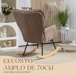 Poltrona de Baloiço Moderna Estofada em Chenilha Poltrona de Lactância com Encosto Largo 71x98,5x97 cm Castanho