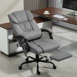 Cadeira de Escritório com Massagem de 6 Pontos Encosto Alto Reclinável Apoio para Pés e Controlo Remoto 66x75x112 - 122 cm Cinza