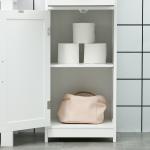 Coluna de Casa de Banho com 2 Portas 1 Gaveta Prateleira Aberta e Prateleiras Ajustáveis 40x30x164 cm Branco
