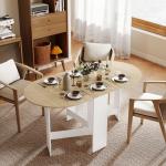Mesa de Cozinha Dobrável Mesa de Jantar Dobrável Ovalada com Laterais Abatíveis Estilo Moderno 163x80x75 cm Madeira