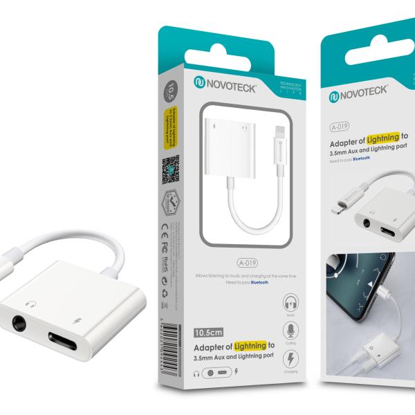 Conversor Lightning To Jack+Lightning NOVOTECK A - 019