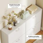 Sapateira Moderna com 4 Gavetas Abatíveis e Prateleiras Ajustáveis para 16 - 24 Pares de Sapatos 120x24x81 cm Branco