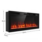 Lareira Elétrica Ultrafina 900/1800 W Encastrável/Mural/De Pé, 12 Cores de Chama 3D, Comando à Distância, até 35 m², Preta